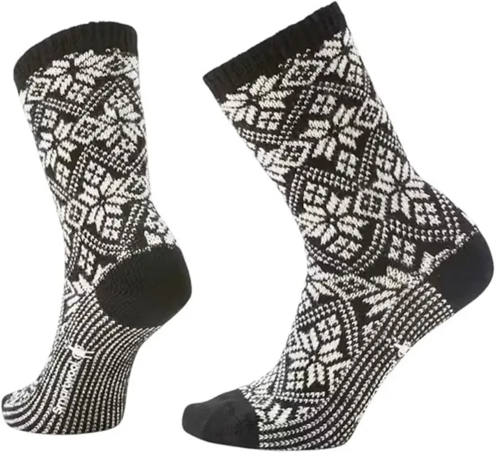 SmartWool Kids Medium Black Everyday Cozy Traditional Snowflake Crew Socks R8-10